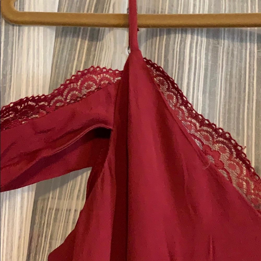 BURGUNDY LACE LONG DRESS